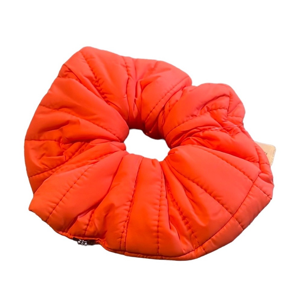 12. NWT Free People Sports Puffer Scrunchie Neon Orange